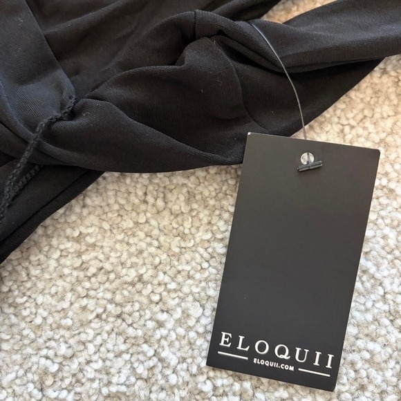 Eloquii Faux Wrap Maxi Dress Womens 18 Black V Neck NWT Formal Elegant - Picture 9 of 13